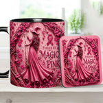 Fueled By Magic & Pink - Personalized Breast Cancer Awareness Accent Mug & Coaster