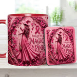 Fueled By Magic & Pink - Personalized Breast Cancer Awareness Accent Mug & Coaster