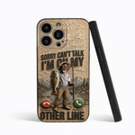 I'm On My Other Line, Fishing Lover Gift - Personalized Fishing 3D Embossed Leather Phone Case