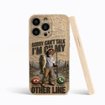 I'm On My Other Line, Fishing Lover Gift - Personalized Fishing 3D Embossed Leather Phone Case