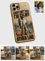 I'm On My Other Line, Fishing Lover Gift - Personalized Fishing 3D Embossed Leather Phone Case