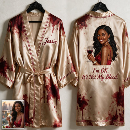 Bloodstained - Personalized Wine Satin Robe
