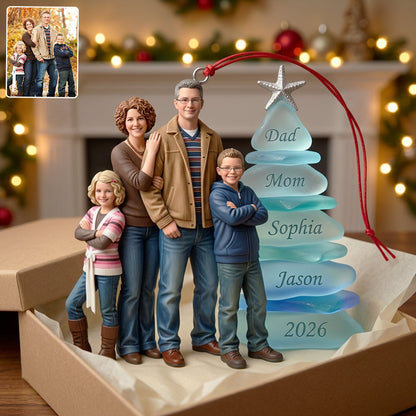 Sea Glass Family - Personalized Family Premium 3D Ornament