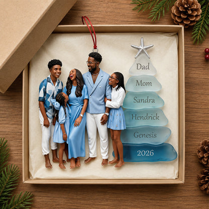 Sea Glass Family - Personalized Family Premium 3D Ornament