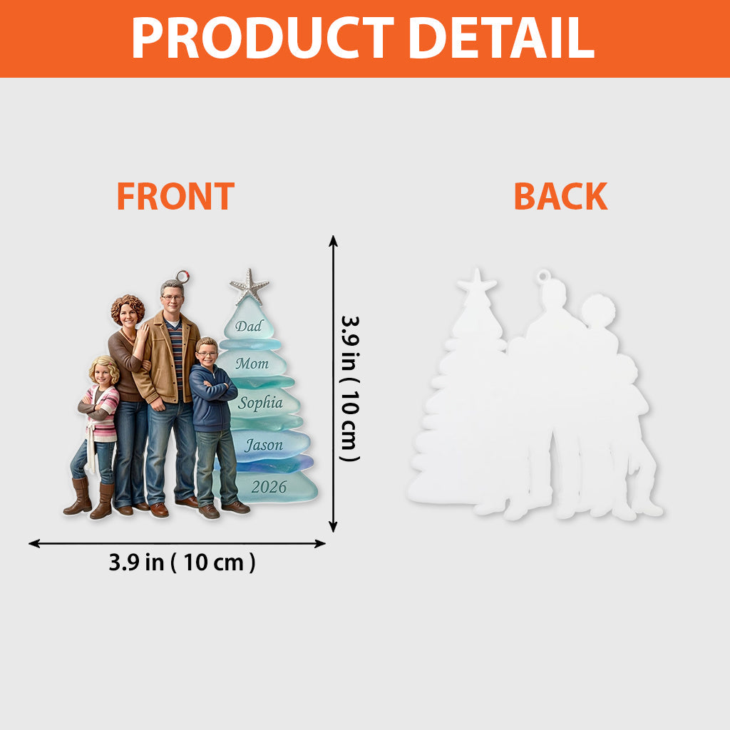 Sea Glass Family - Personalized Family Premium 3D Ornament