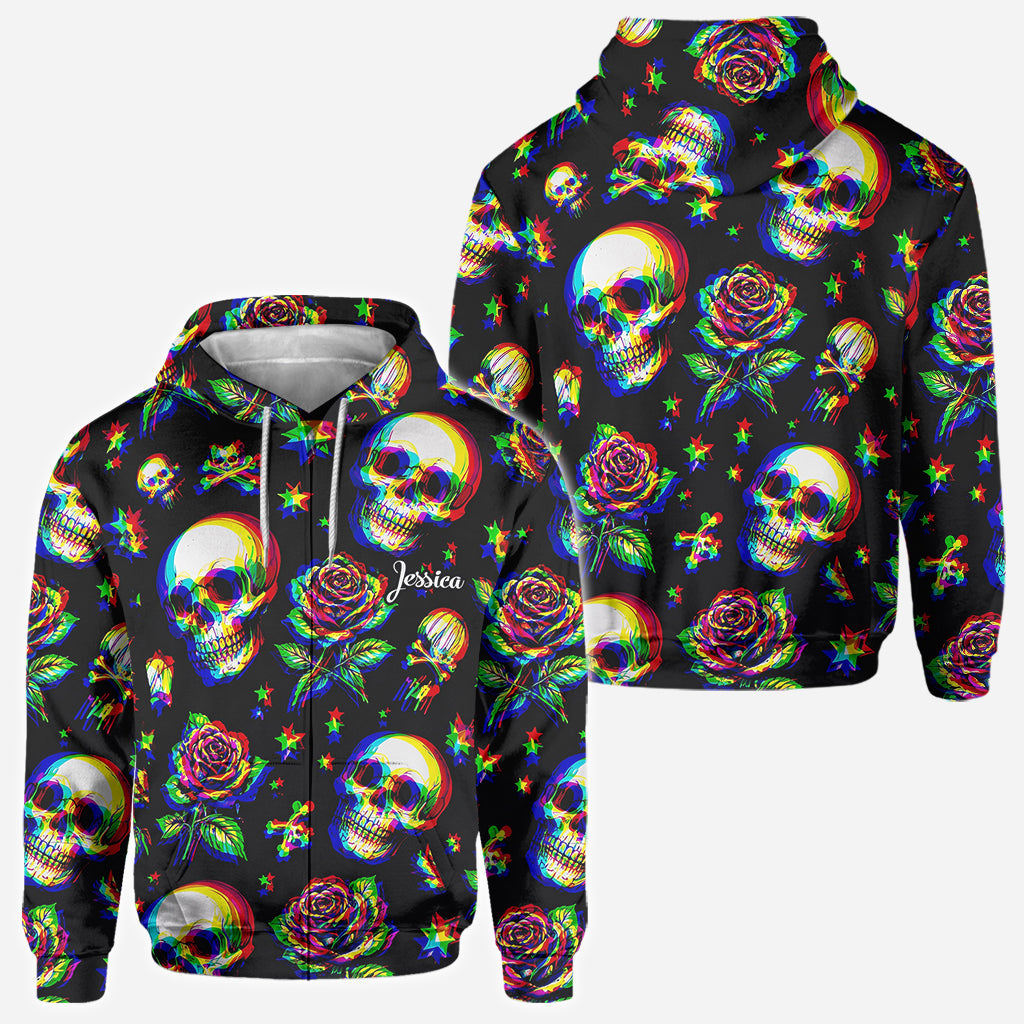 Skulls And Roses - Personalized Skull All Over Shirt