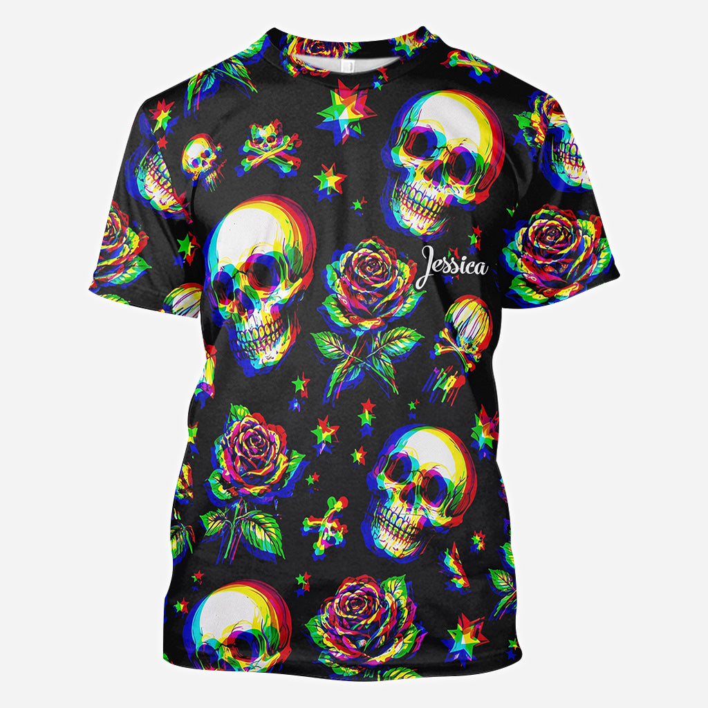Skulls And Roses - Personalized Skull All Over Shirt