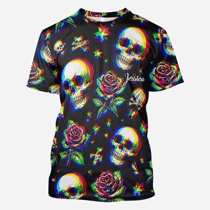 Skulls And Roses - Personalized Skull All Over Shirt