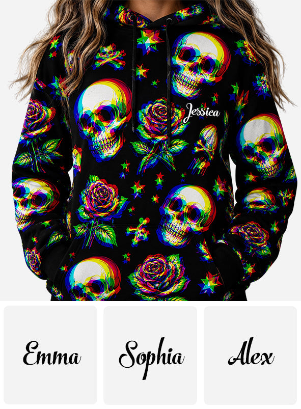 Skulls And Roses - Personalized Skull All Over Shirt