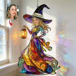 Custom Any Photo - Personalized Witch Window Hanging Suncatcher Ornament