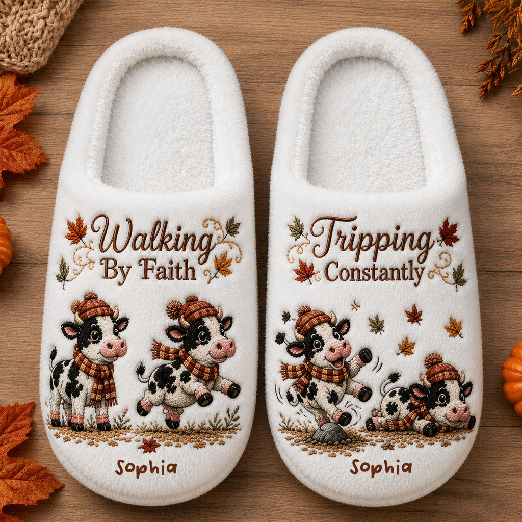 Walking By Faith - Personalized Cow Slippers