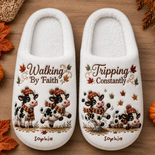 Walking By Faith - Personalized Cow Slippers