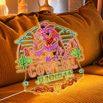 USB-Operated Neon Cowgirl Cowboy Sign - Personalized Cowgirl Neon LED Light Sign