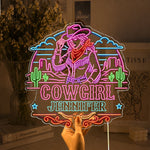 USB-Operated Neon Cowgirl Cowboy Sign - Personalized Cowgirl Neon LED Light Sign