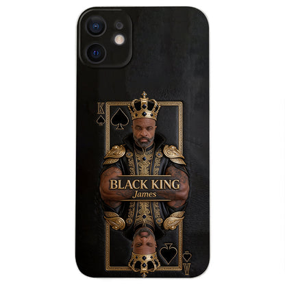 Black King - Personalized African American 3D Embossed Leather Phone Case