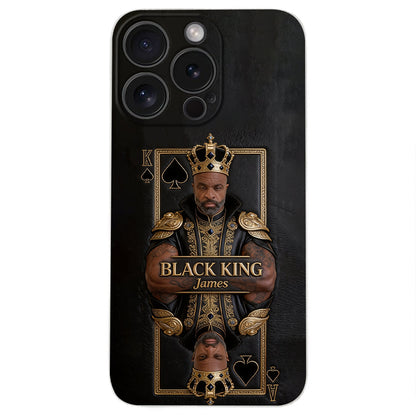 Black King - Personalized African American 3D Embossed Leather Phone Case