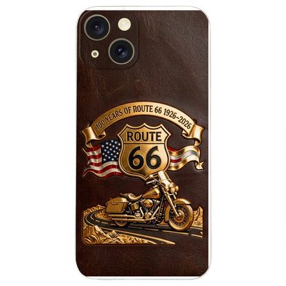 100 Years Of Route Personalized Gifts For Bikers - Personalized Biker 3D Embossed Leather Phone Case
