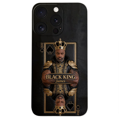Black King - Personalized African American 3D Embossed Leather Phone Case