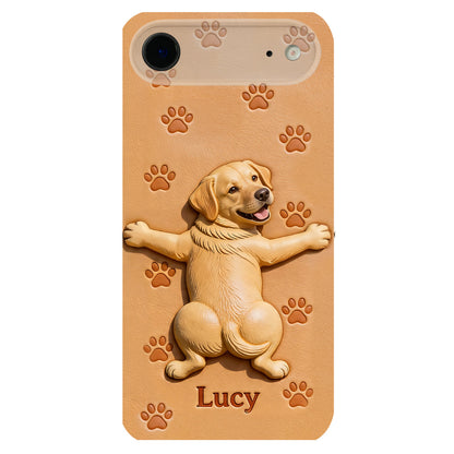 Pet Mom, Dog Lovers Gift Idea - Personalized Dog 3D Embossed Leather Phone Case