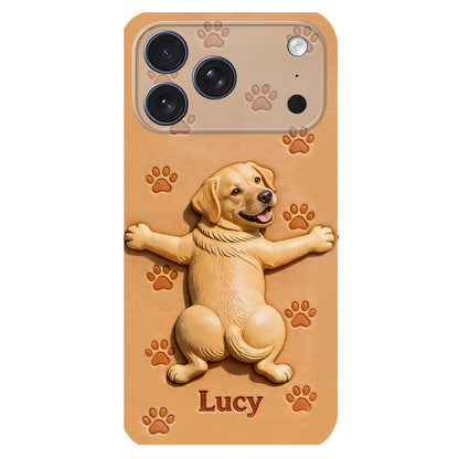Pet Mom, Dog Lovers Gift Idea - Personalized Dog 3D Embossed Leather Phone Case