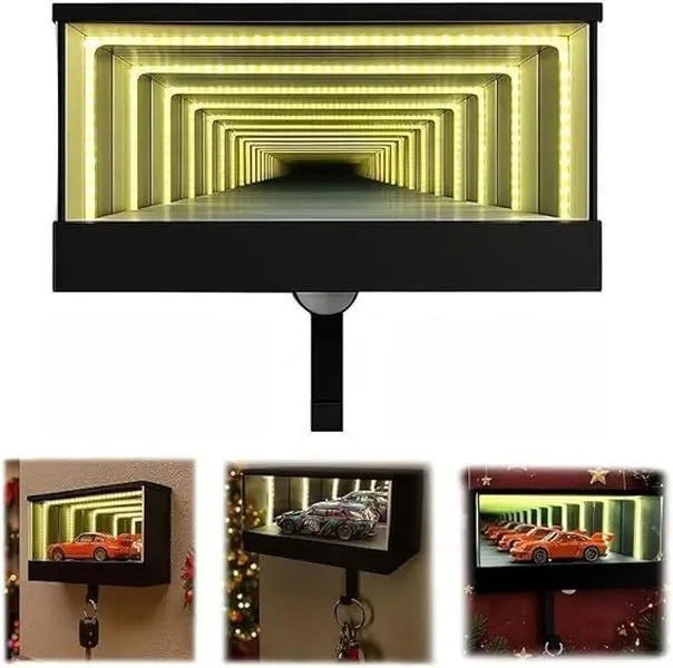 CarVault - Infinity Garage Keychain - Infinity Mirror LED Lamp Display Case Garage Key Holder - Automotive Decor - Display Enclosure - Fun Gift for Boyfriend & Car Fans