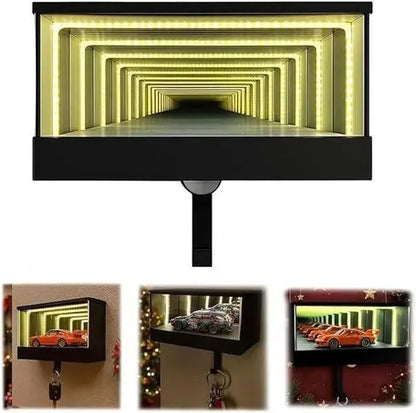 CarVaultz - Infinity Garage Keychain - Infinity Mirror LED Lamp Display Case Garage Key Holder - Automotive Decor - Display Enclosure - Fun Gift for Boyfriend & Car Fans