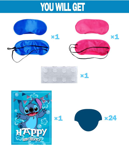 Stitch Party Game – Pin The Nose on Stitch (Poster + 24 Stickers)