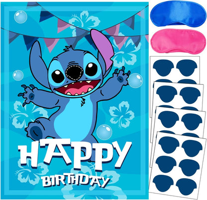 Stitch Party Game – Pin The Nose on Stitch (Poster + 24 Stickers)