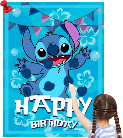 Stitch Party Game – Pin The Nose on Stitch (Poster + 24 Stickers)