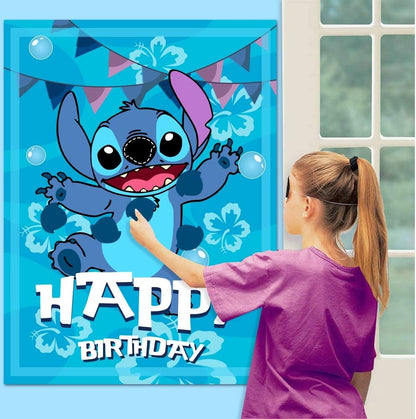 Stitch Party Game – Pin The Nose on Stitch (Poster + 24 Stickers)