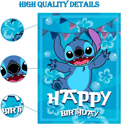 Stitch Party Game – Pin The Nose on Stitch (Poster + 24 Stickers)
