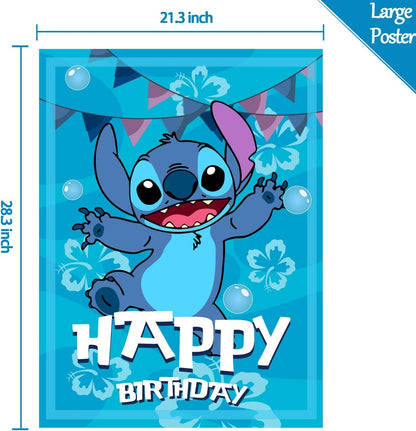 Stitch Party Game – Pin The Nose on Stitch (Poster + 24 Stickers)