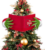 Grinch Christmas Tree Topper Decoration - Holiday Party Gifts Festive Red Book-Shaped