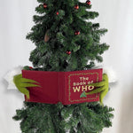 Grinch Christmas Tree Topper Decoration - Holiday Party Gifts Festive Red Book-Shaped