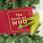 Grinch Christmas Tree Topper Decoration - Holiday Party Gifts Festive Red Book-Shaped