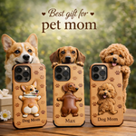 Pet Mom, Dog Lovers Gift Idea - Personalized Dog 3D Embossed Leather Phone Case