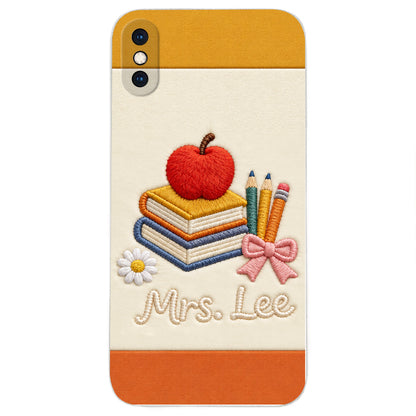 Teacher Gifts - Personalized Teacher 3D Embossed Leather Phone Case