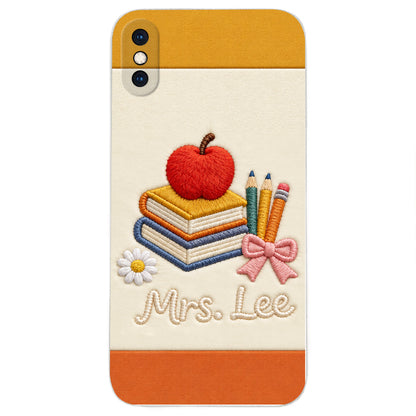 Teacher Gifts - Personalized Teacher 3D Embossed Leather Phone Case