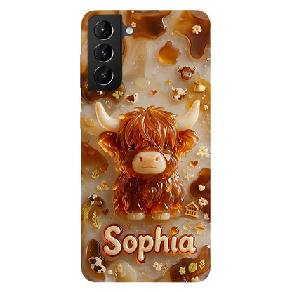 Highland Cow 3D Jelly Effect - Personalized Highland Cow Full Print Phone Case