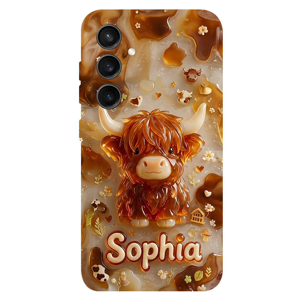 Highland Cow 3D Jelly Effect - Personalized Highland Cow Full Print Phone Case