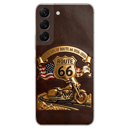 100 Years Of Route Personalized Gifts For Bikers - Personalized Biker 3D Embossed Leather Phone Case