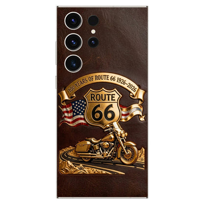 100 Years Of Route Personalized Gifts For Bikers - Personalized Biker 3D Embossed Leather Phone Case