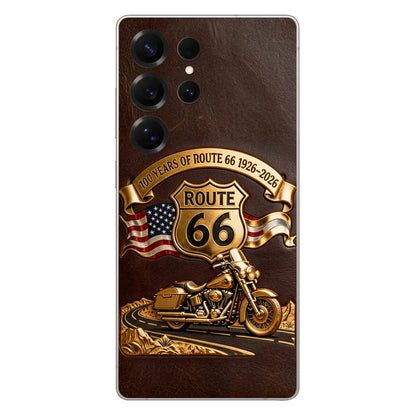100 Years Of Route Personalized Gifts For Bikers - Personalized Biker 3D Embossed Leather Phone Case