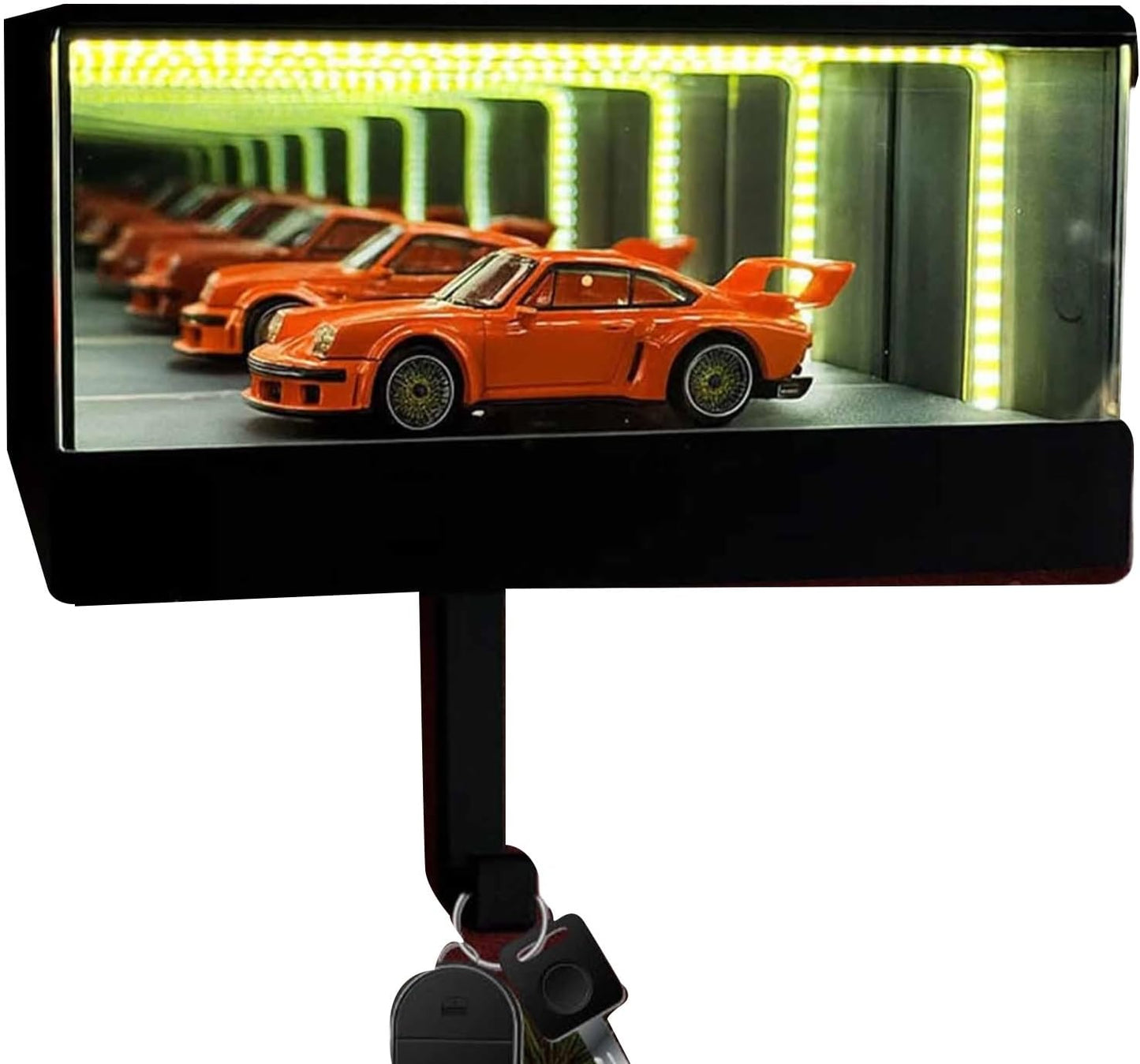 CarVault - Infinity Garage Keychain - Infinity Mirror LED Lamp Display Case Garage Key Holder - Automotive Decor - Display Enclosure - Fun Gift for Boyfriend & Car Fans