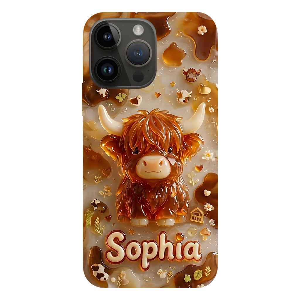 Highland Cow 3D Jelly Effect - Personalized Highland Cow Full Print Phone Case