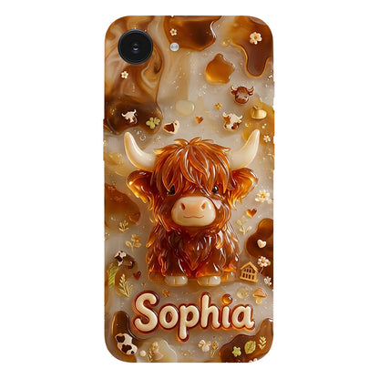 Highland Cow 3D Jelly Effect - Personalized Highland Cow Full Print Phone Case